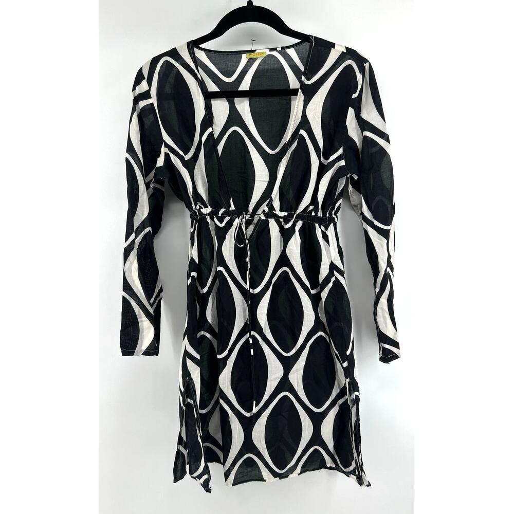 Echo New York Retro Geometric Cotton Swimsuit Cover-Up Dress Size Small